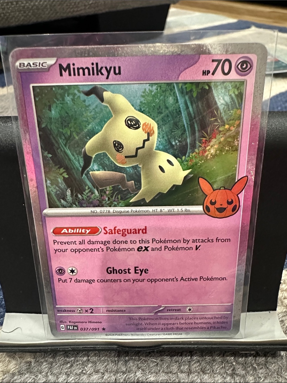 Mimikyu Pokémon Card 037 - Pink Holo